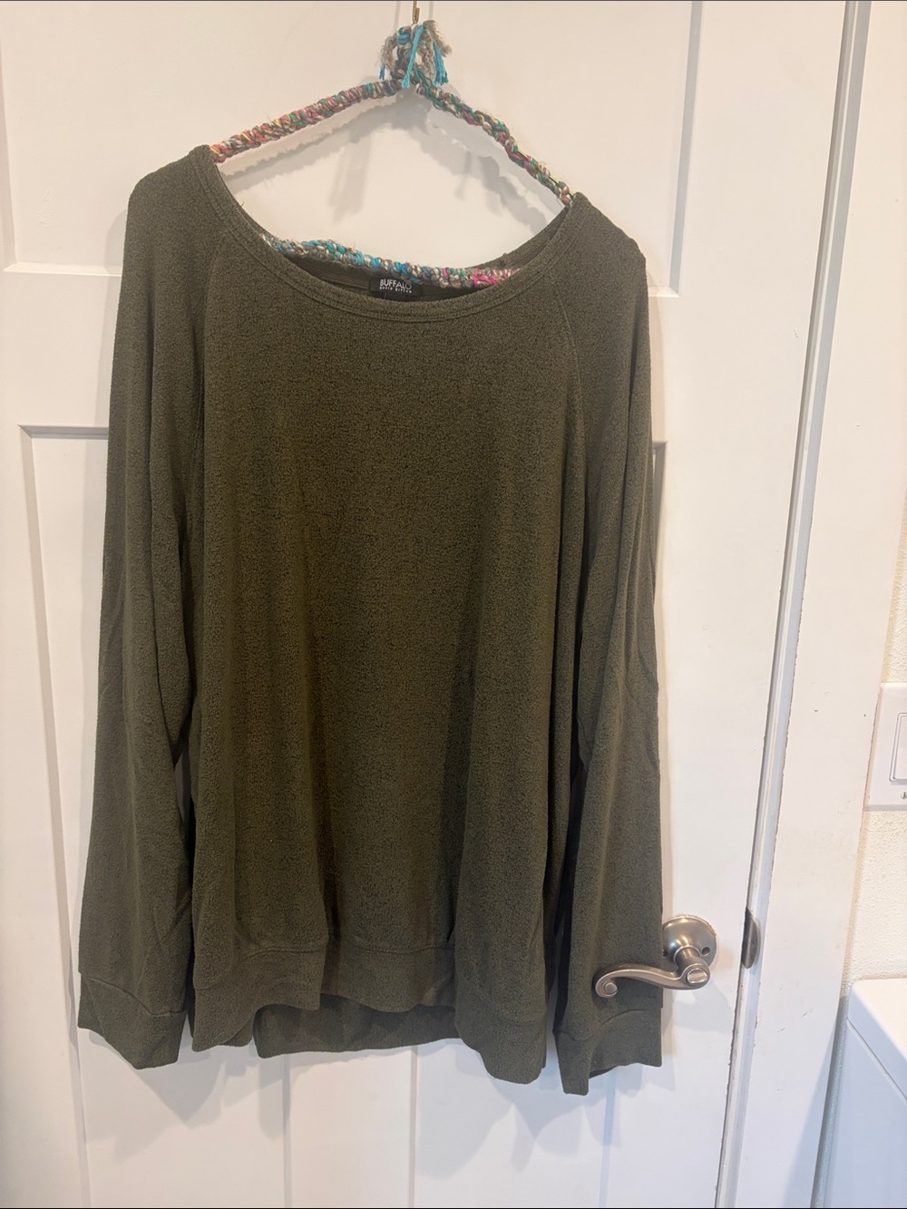 Buffalo David Bitton Olive Green Knit Crewneck Sweater